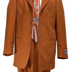ALBERTO CELINI 2 PIECE 4B MEN'S SUIT HIHGT QUILIT ITALIAN POLYESTER TAFFETA FAB.
